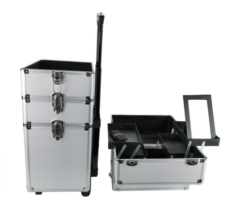 Maquillage Maquillage Valise Cosmétique Chariot Coiffure Beauty Case 4 en 1 Argent - image alternative