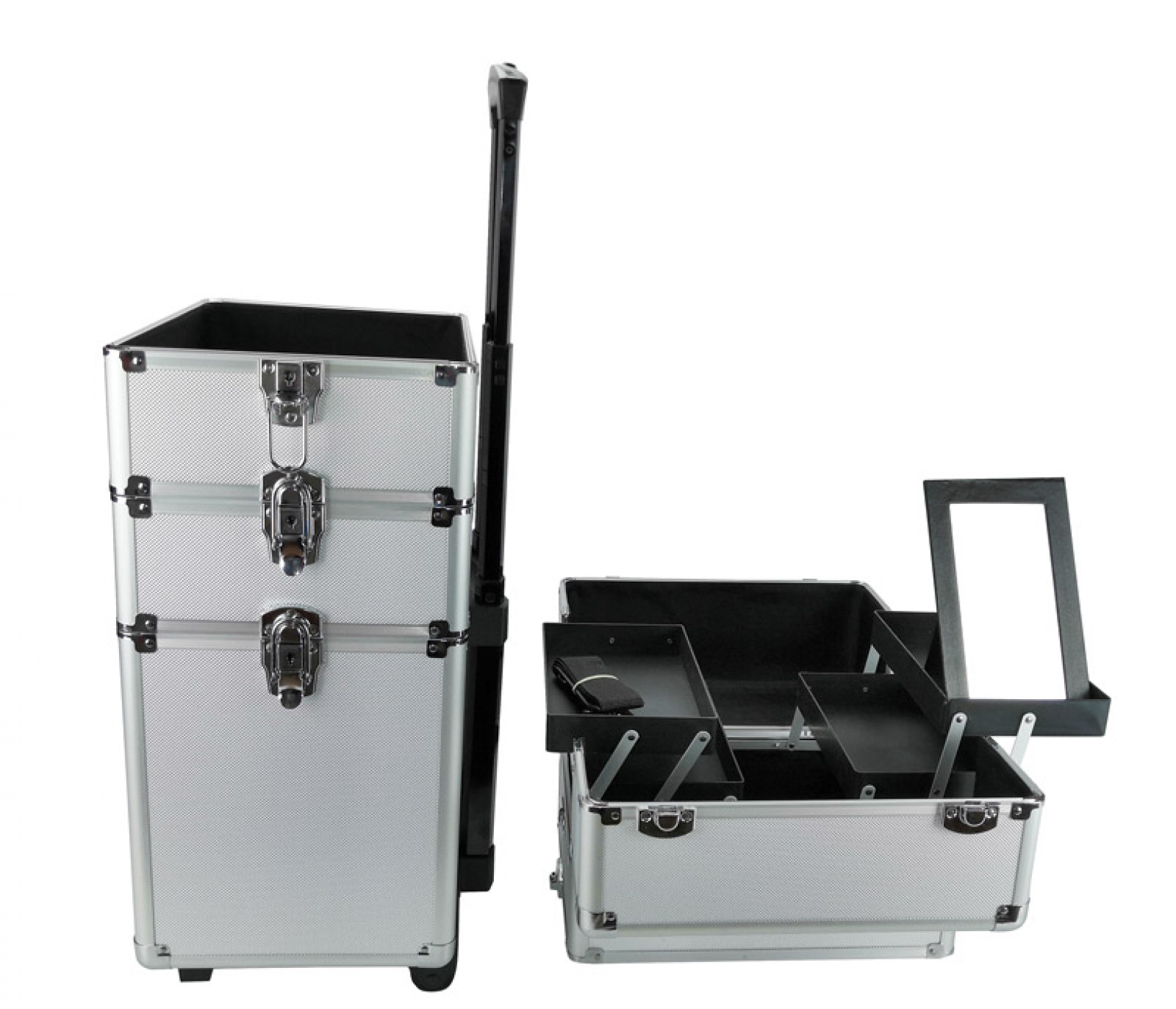 Maquillage Maquillage Valise Cosmétique Chariot Coiffure Beauty Case 4 en 1 Argent - image alternative