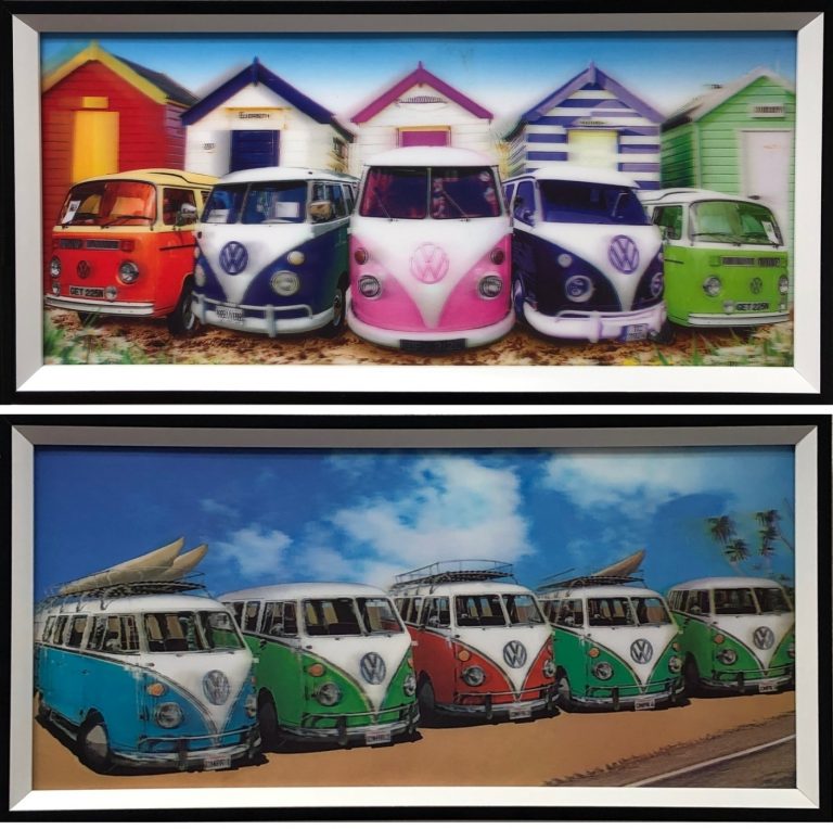 VW volkswagen rétro vintage bus peinture holographique 3D SET de 2 pièces