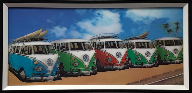 VW volkswagen rétro vintage bus peinture holographique 3D SET de 2 pièces - image alternative