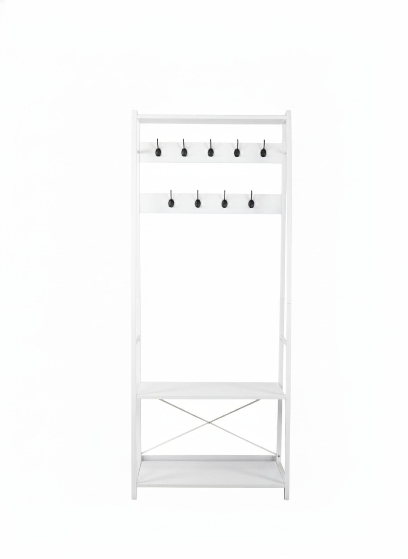 Élégant porte-manteau blanc avec banc et étagère à chaussures – Gain de place et élégant !