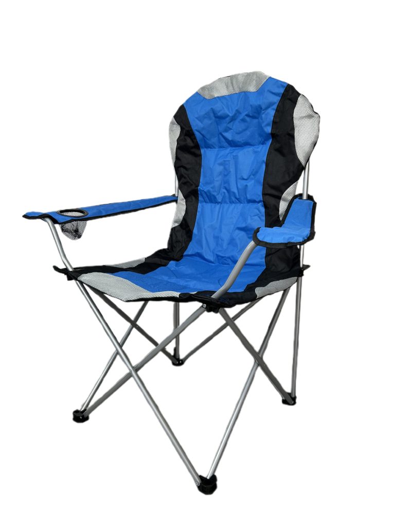VDD - chaise de camping - pliable - porte-gobelet - bleu