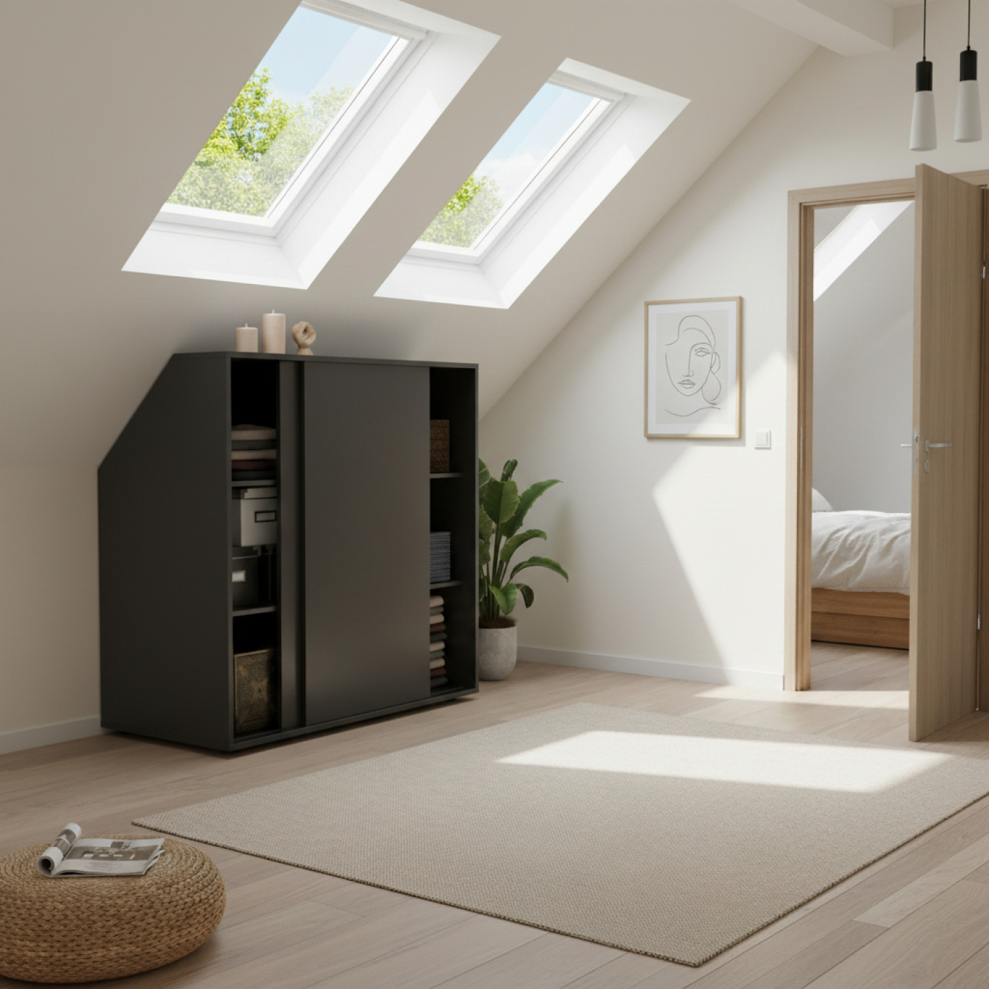 Penderie mur en pente chambre mansardée - placard de rangement adapté aux murs en pente - VDD World FR Penderie mur en pente chambre mansardée - placard de rangement adapté aux murs en pente - VDD World FR