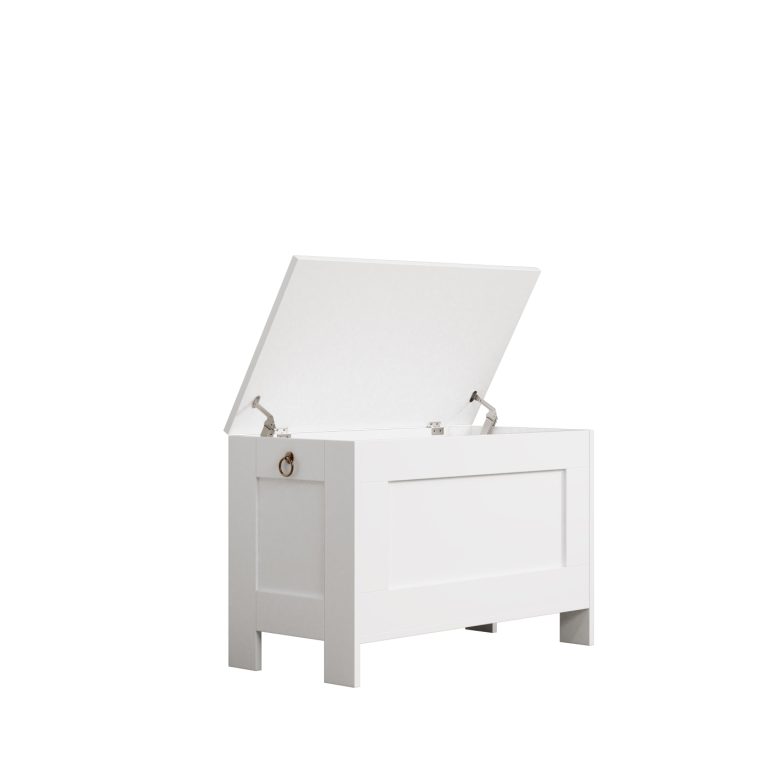 VDD - Coffre de rangement en bois - coffre à jouets - coffre à couvertures - blanc