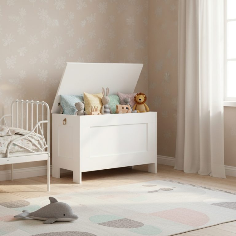 VDD - Coffre de rangement en bois - coffre à jouets - coffre à couvertures - blanc - image alternative