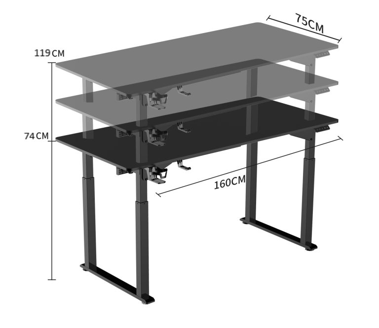 DMV - Bureau assis-debout réglable électriquement - game desk - poste de travail ergonomique - image alternative