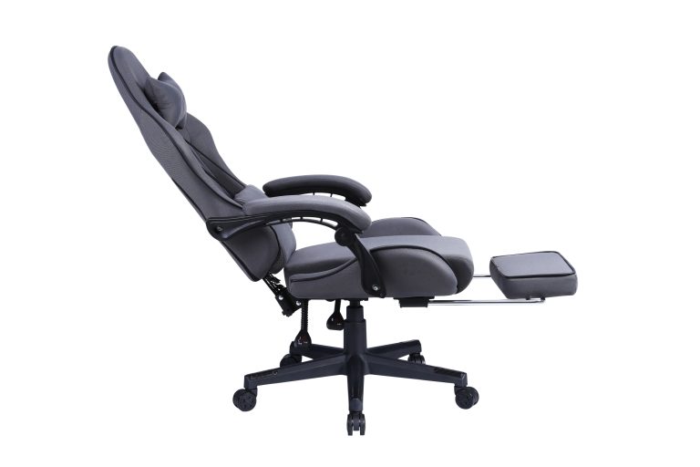VDD - fauteuil gaming avec repose-pieds - accoudoirs rembourrés - hauteur réglable - gris - image alternative