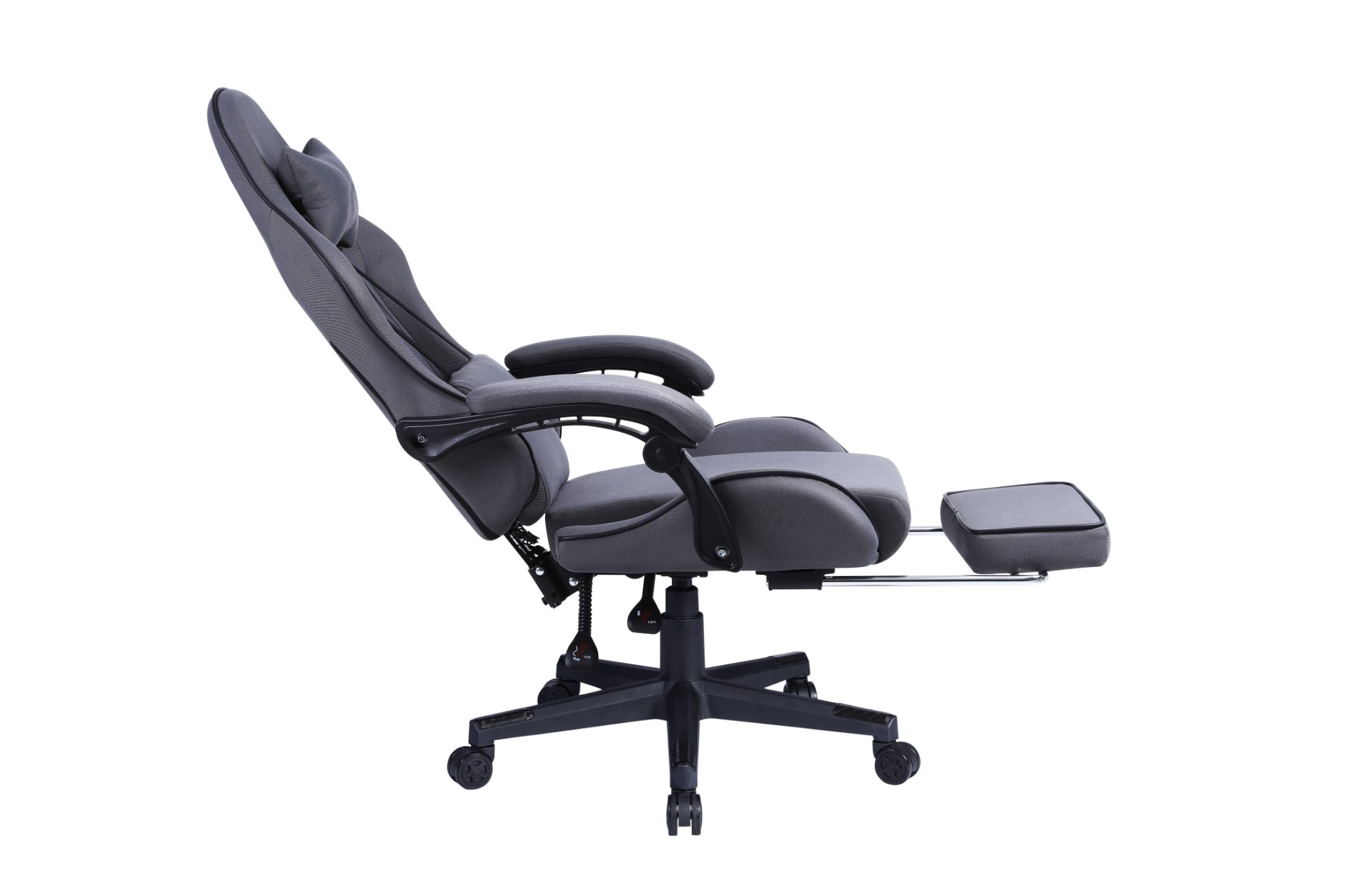 VDD - fauteuil gaming avec repose-pieds - accoudoirs rembourrés - hauteur réglable - gris - image alternative