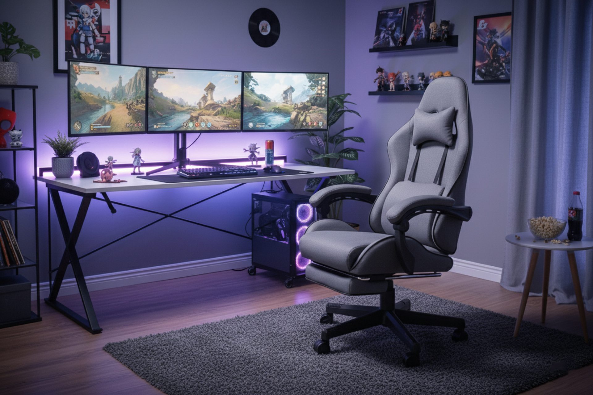 VDD - fauteuil gaming avec repose-pieds - accoudoirs rembourrés - hauteur réglable - gris - VDD World FR VDD - fauteuil gaming avec repose-pieds - accoudoirs rembourrés - hauteur réglable - gris - VDD World FR