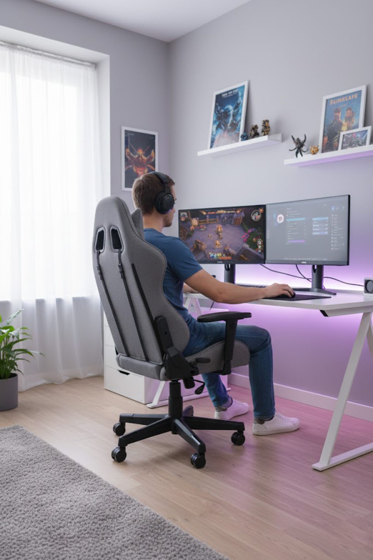VDD - fauteuil gaming avec repose-pieds - accoudoirs rembourrés - hauteur réglable - gris - VDD World FR VDD - fauteuil gaming avec repose-pieds - accoudoirs rembourrés - hauteur réglable - gris - VDD World FR