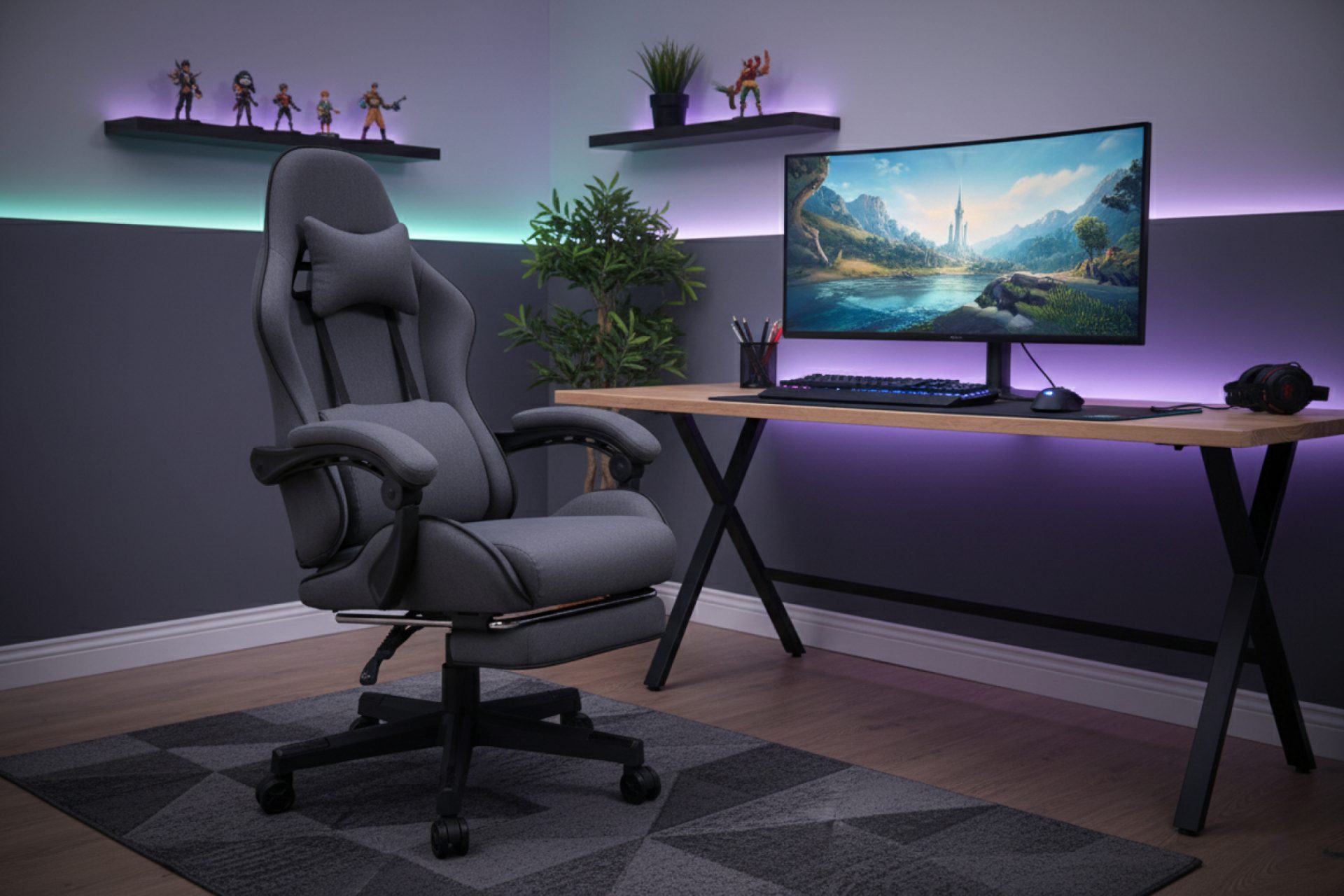 VDD - fauteuil gaming avec repose-pieds - accoudoirs rembourrés - hauteur réglable - gris - VDD World FR VDD - fauteuil gaming avec repose-pieds - accoudoirs rembourrés - hauteur réglable - gris - VDD World FR
