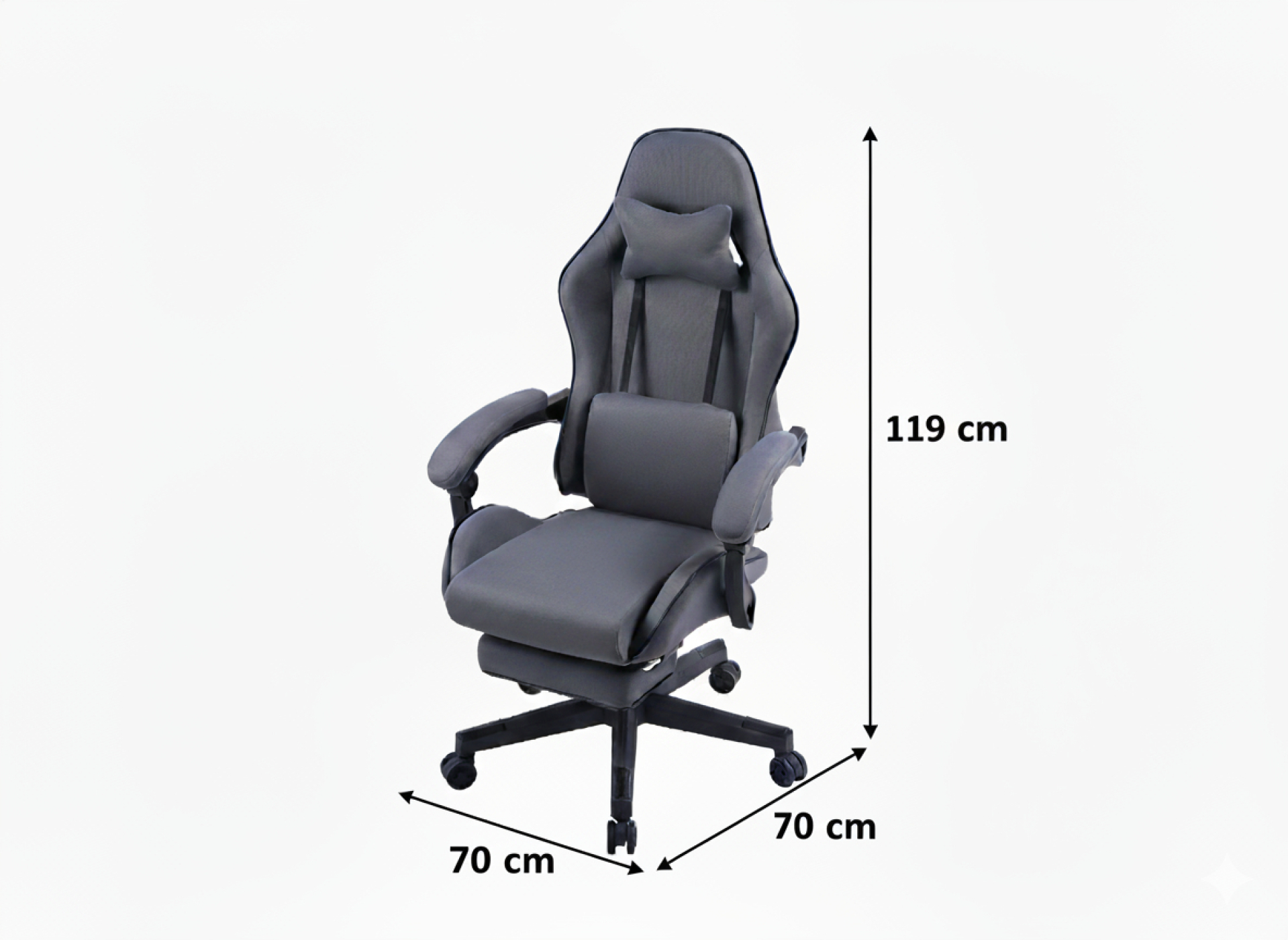 VDD - fauteuil gaming avec repose-pieds - accoudoirs rembourrés - hauteur réglable - gris - VDD World FR VDD - fauteuil gaming avec repose-pieds - accoudoirs rembourrés - hauteur réglable - gris - VDD World FR