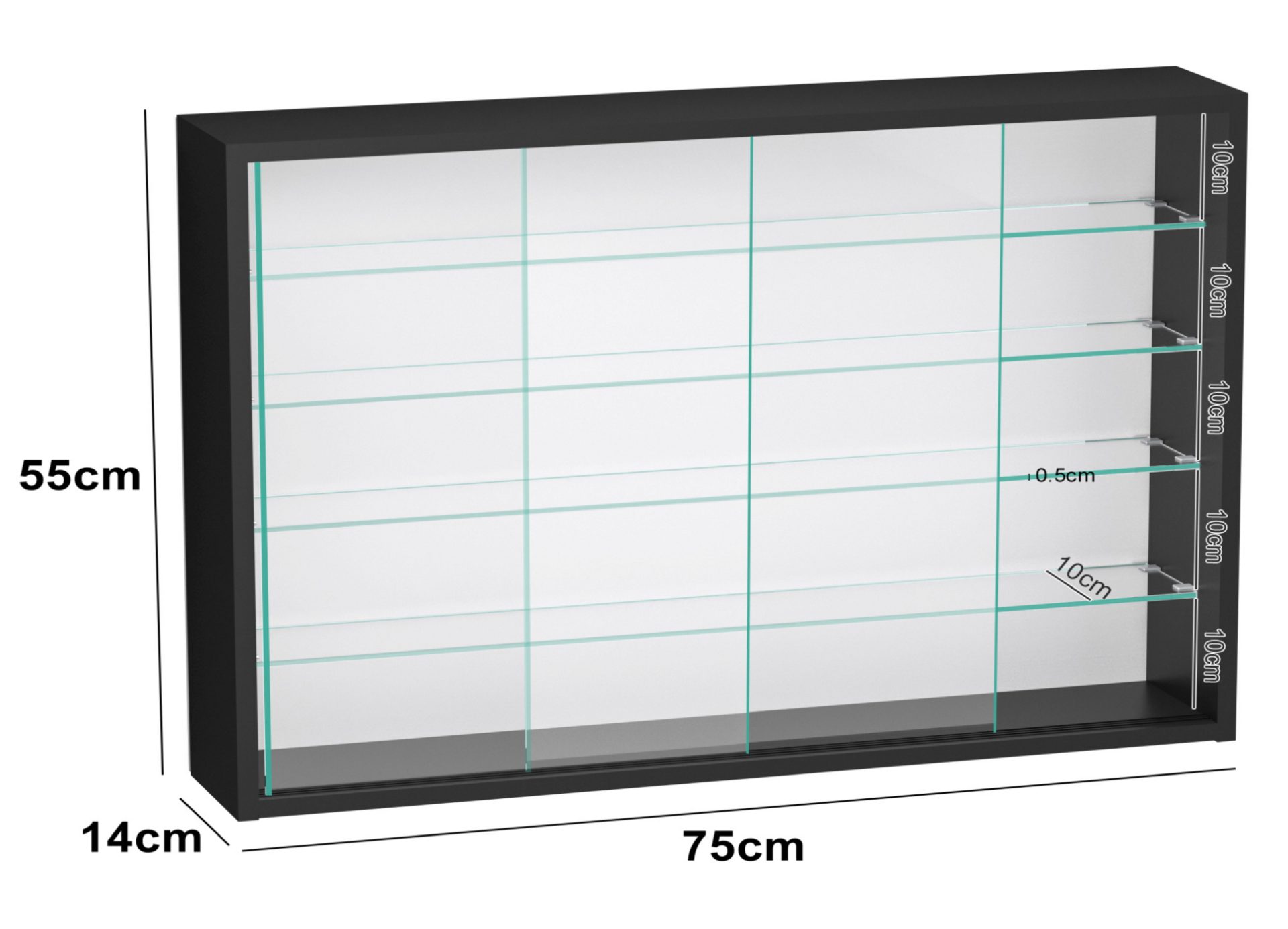 VDD – Vitrine avec verre – Vitrine avec éclairage LED – Petite vitrine – 75 x 14 x 55 cm – Noir - VDD World FR VDD – Vitrine avec verre – Vitrine avec éclairage LED – Petite vitrine – 75 x 14 x 55 cm – Noir - VDD World FR