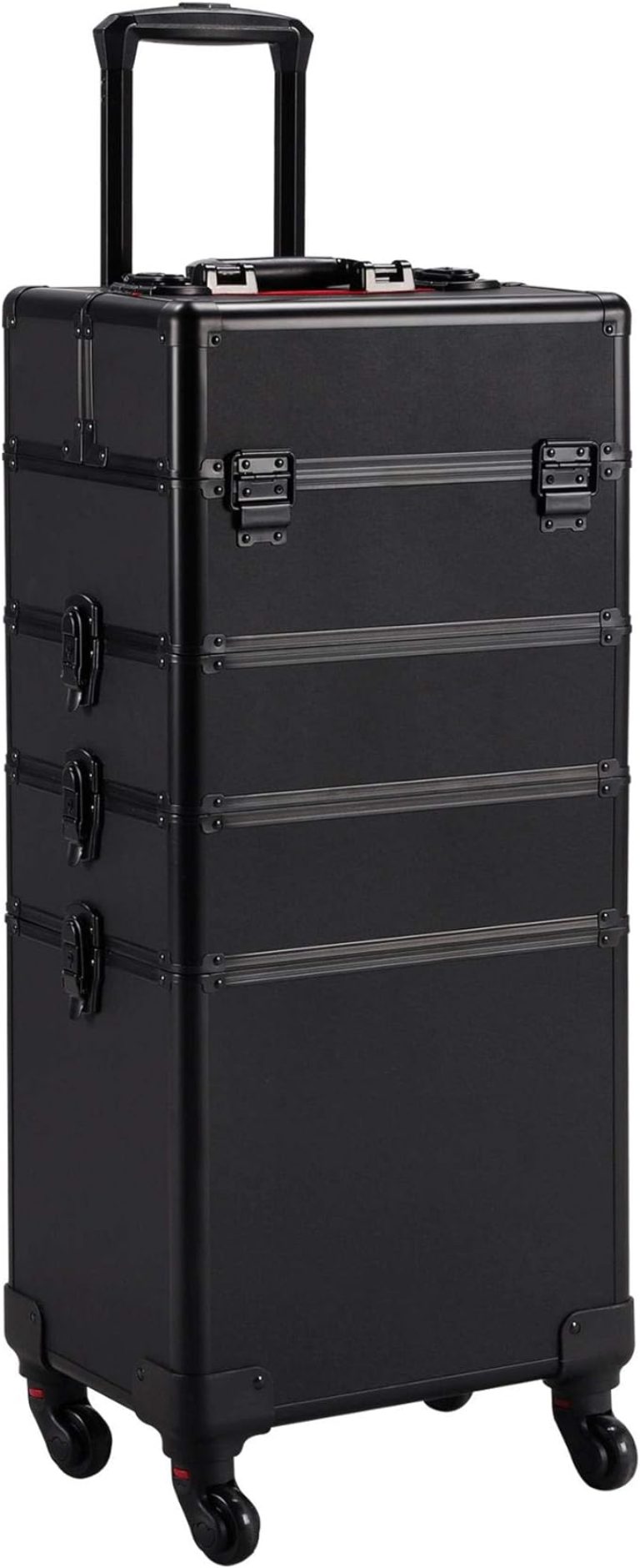 Valise maquillage cosmétique chariot de coiffure trousse de beauté 4 en 1 noir