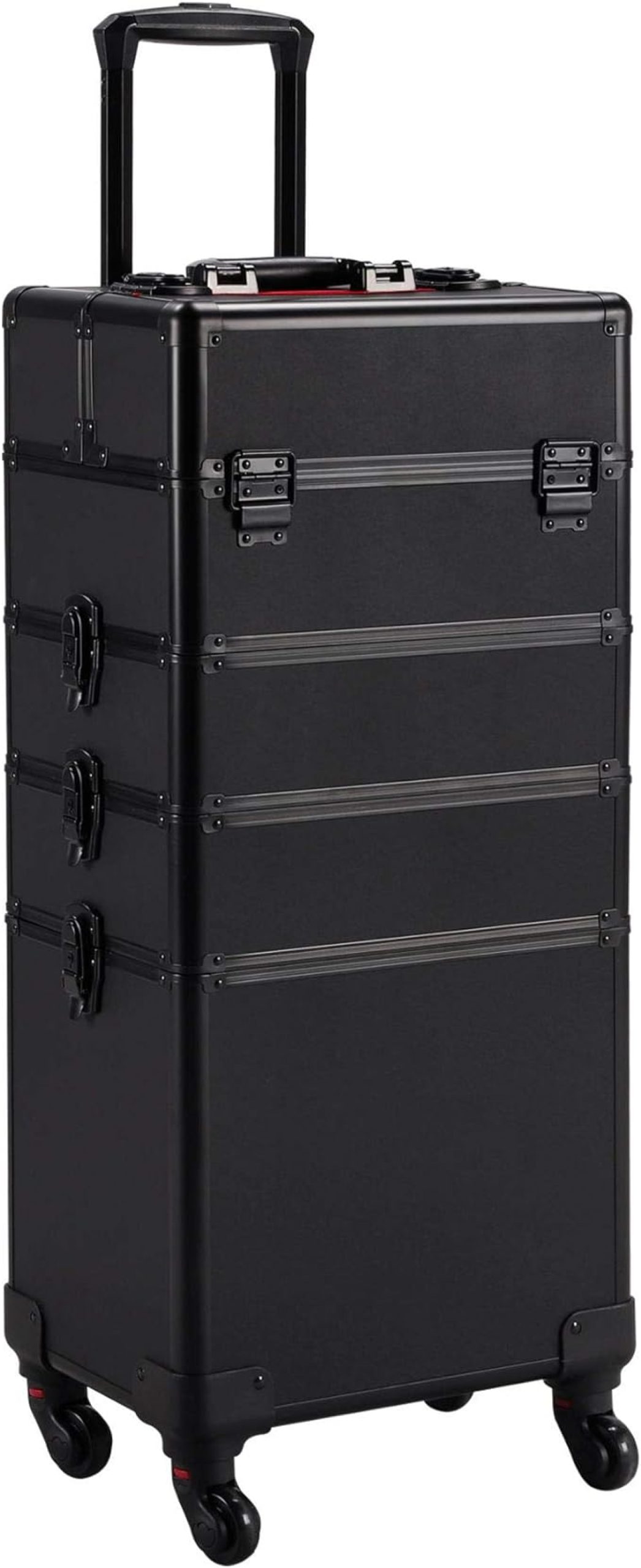 Valise maquillage cosmétique chariot de coiffure trousse de beauté 4 en 1 noir