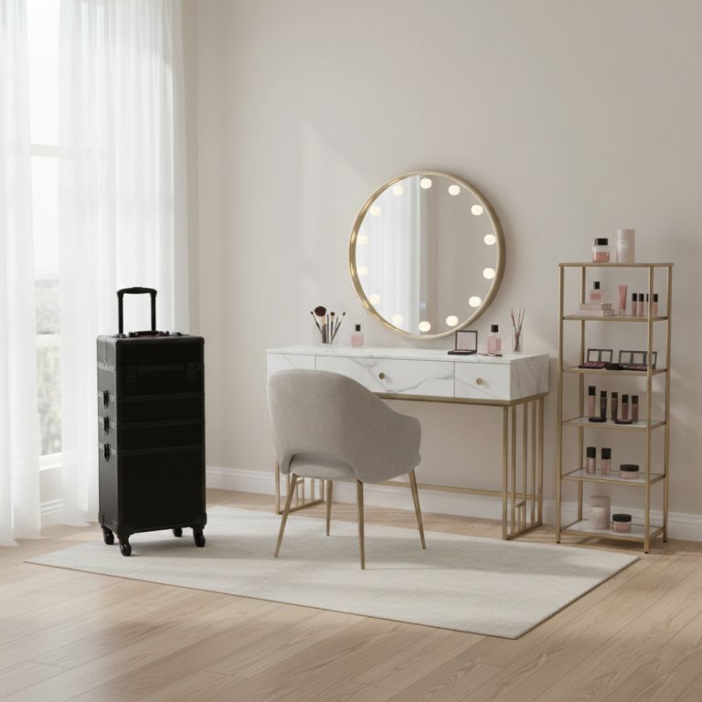 Valise maquillage cosmétique chariot de coiffure trousse de beauté 4 en 1 noir - image alternative
