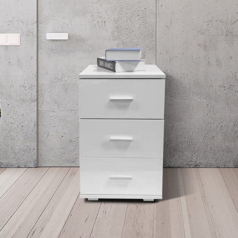 Armoire de chevet 3 tiroirs hauteur 63 cm blanc - image alternative