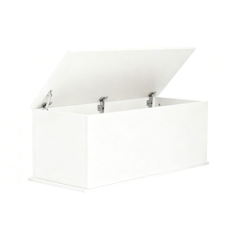 Coffre de rangement bois - coffre à jouets - coffre à couvertures - largeur 100 cm - blanc