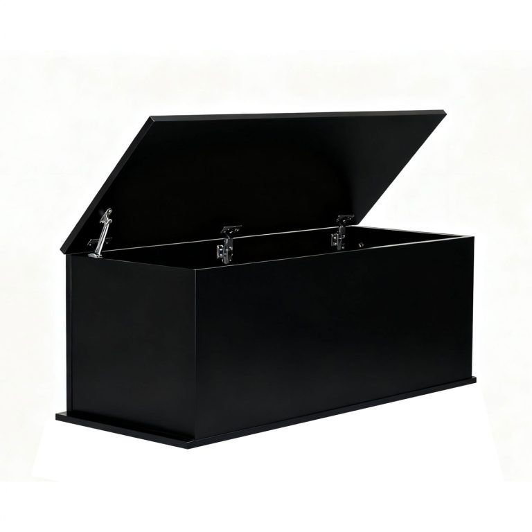 Coffre de rangement bois - coffre à jouets - coffre à couvertures - 100 cm de large - noir