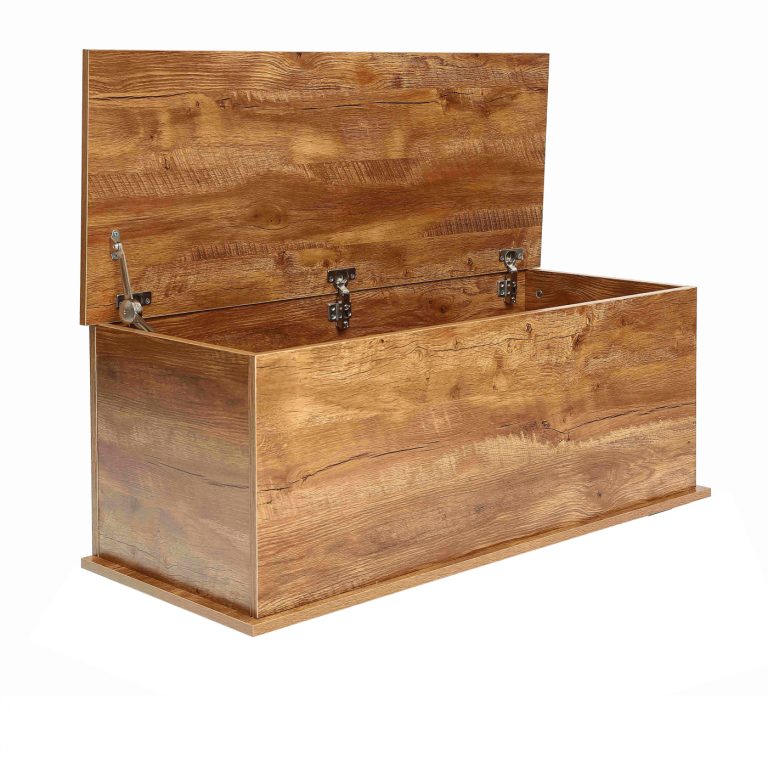 Boîte de rangement - coffre à jouets - boîte à couvertures - largeur 100 cm - marron vintage