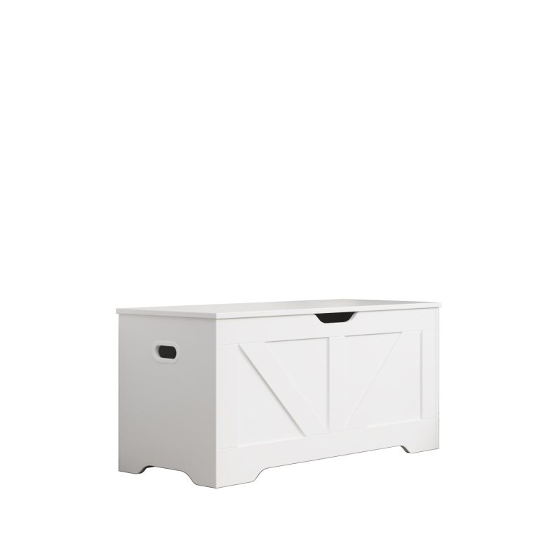 DMV - Coffre de rangement en bois - coffre à jouets - coffre à couvertures - blanc - grand