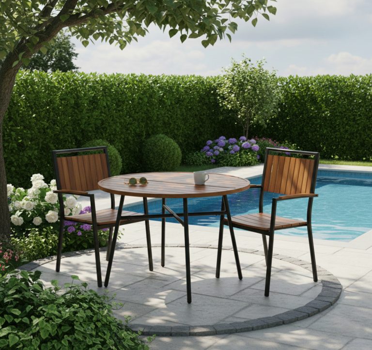 VDD – Table de jardin – Table d'extérieur – Table ronde – Aluminium – 100 x 73,5 cm - image alternative