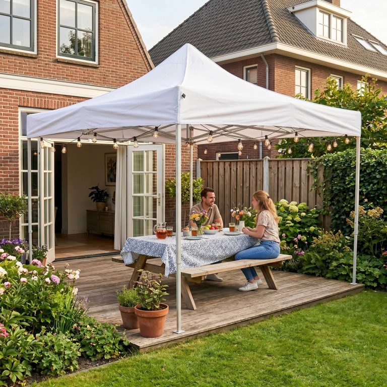 Tente de fête BLANCHE 3m x 3m pliable - image alternative