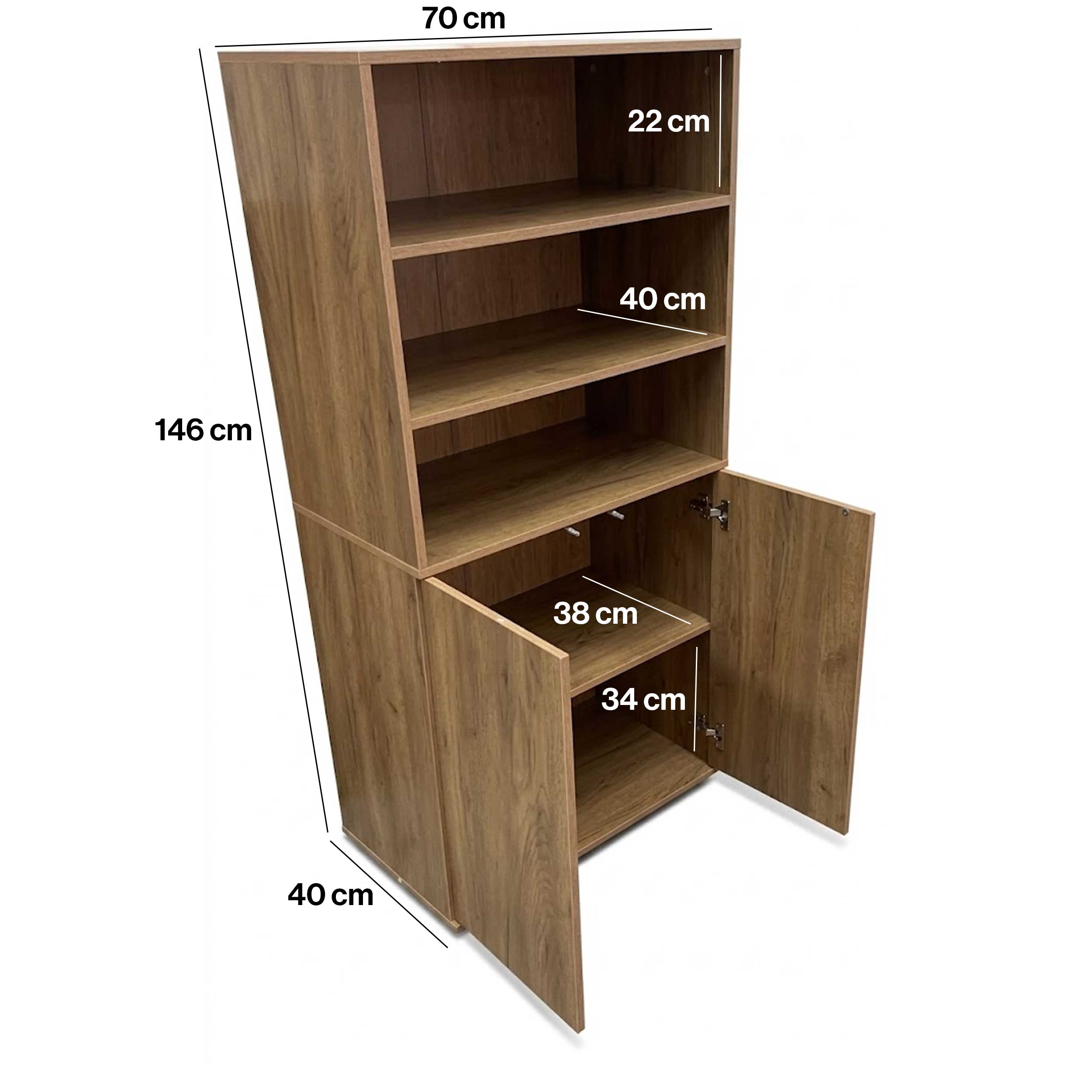 VDD – Armoire – Bibliothèque – Meuble de rangement – Portes à fermeture par pression – 70x40x146cm - VDD World FR VDD – Armoire – Bibliothèque – Meuble de rangement – Portes à fermeture par pression – 70x40x146cm - VDD World FR