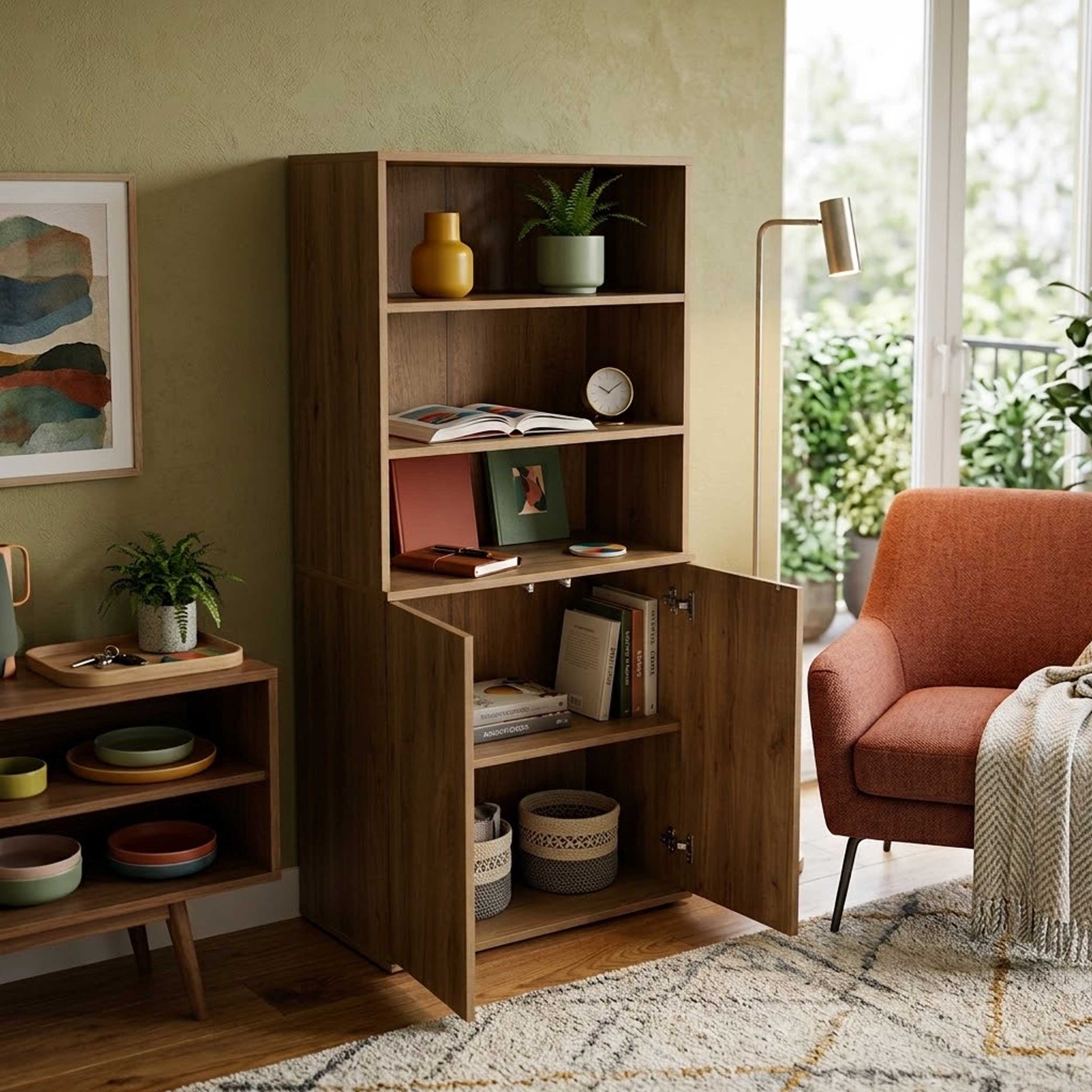 VDD – Armoire – Bibliothèque – Meuble de rangement – Portes à fermeture par pression – 70x40x146cm - image alternative