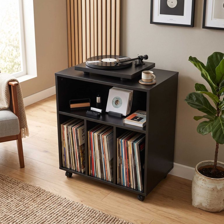 Records vinyl lp cabinet - rangement disques vinyles lp - bibliothèque - marron - VDD World FR