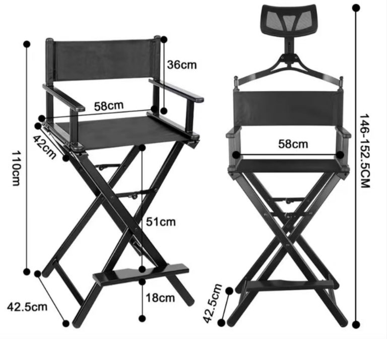 VDD – Fauteuil de maquillage – Fauteuil de réalisateur – Fauteuil de coiffure – Avec appui-tête - image alternative