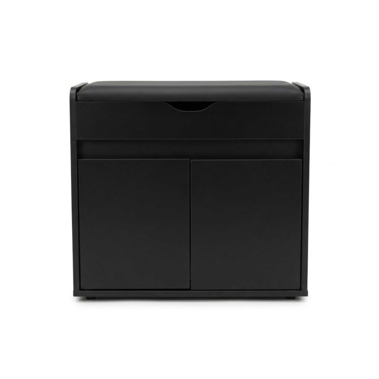 VDD - Armoire à chaussures - Rangement à chaussures - Armoire d'entrée - Banc - noir