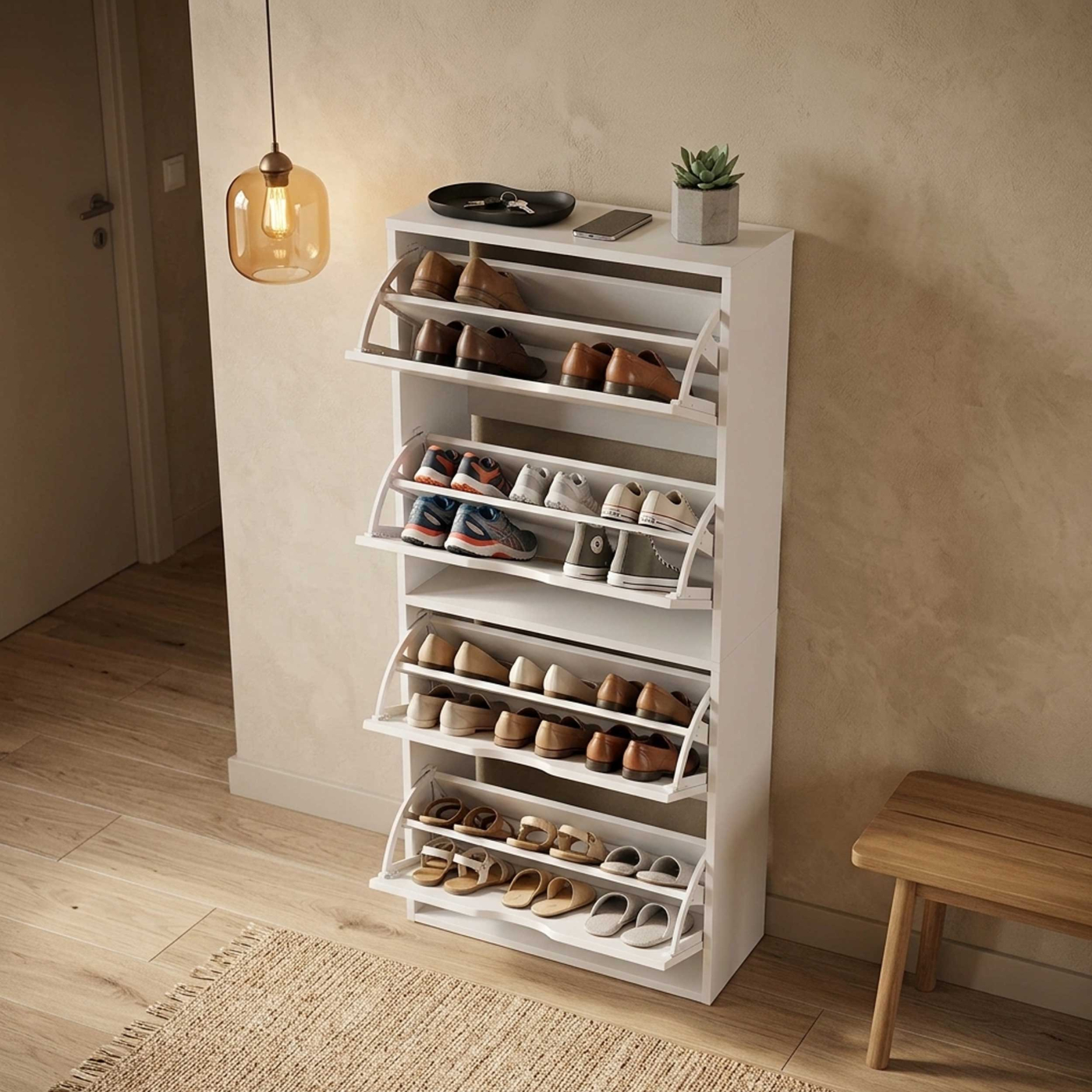 VDD - Armoire à chaussures - Armoire d'entrée - Système de rangement pour chaussures - Blanc - image alternative