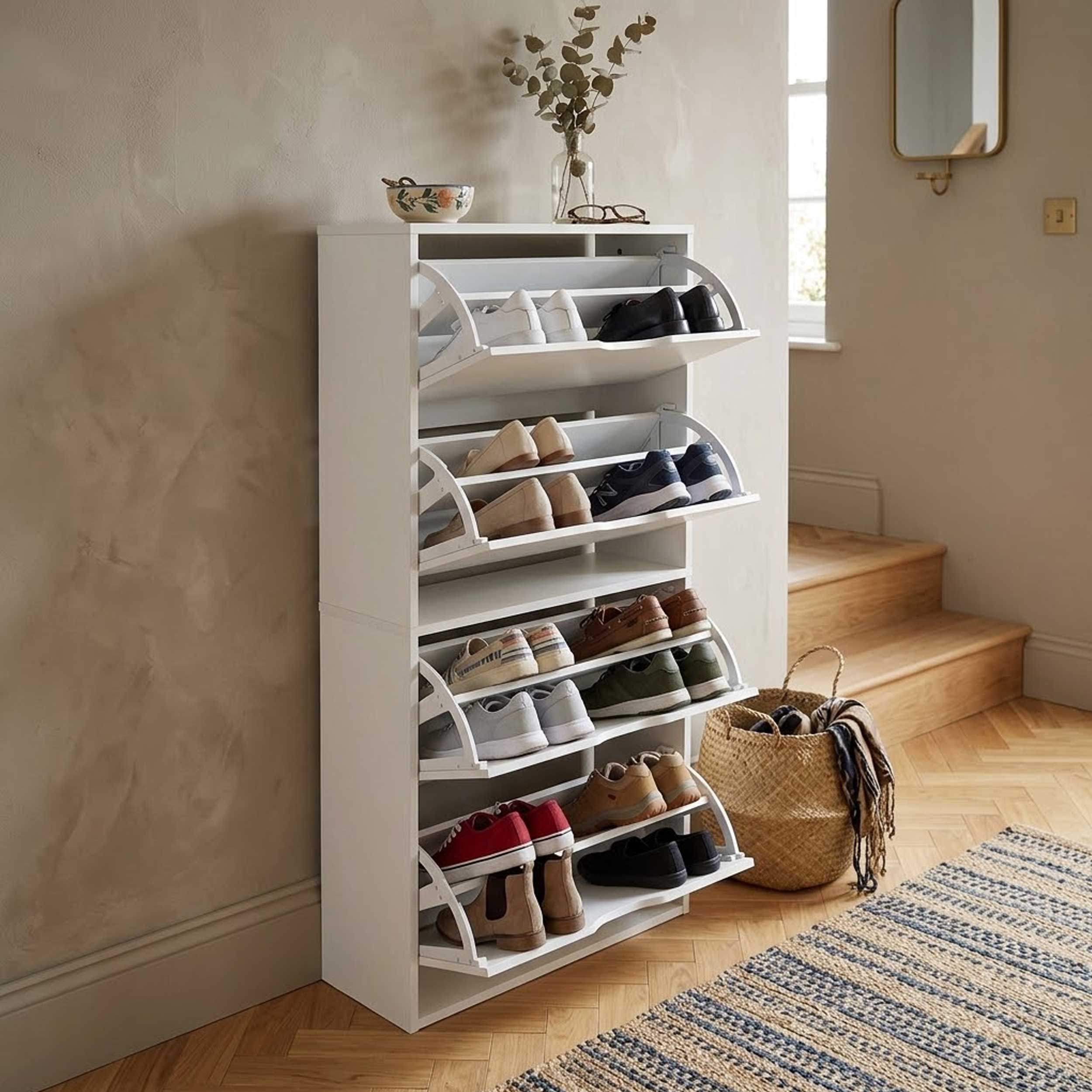 VDD - Armoire à chaussures - Armoire d'entrée - Système de rangement pour chaussures - Blanc - image alternative