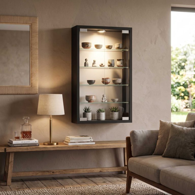 VDD – Vitrine avec verre – Vitrine avec éclairage LED – Petite vitrine – 40 x 12 x 60 cm – Noir - image alternative