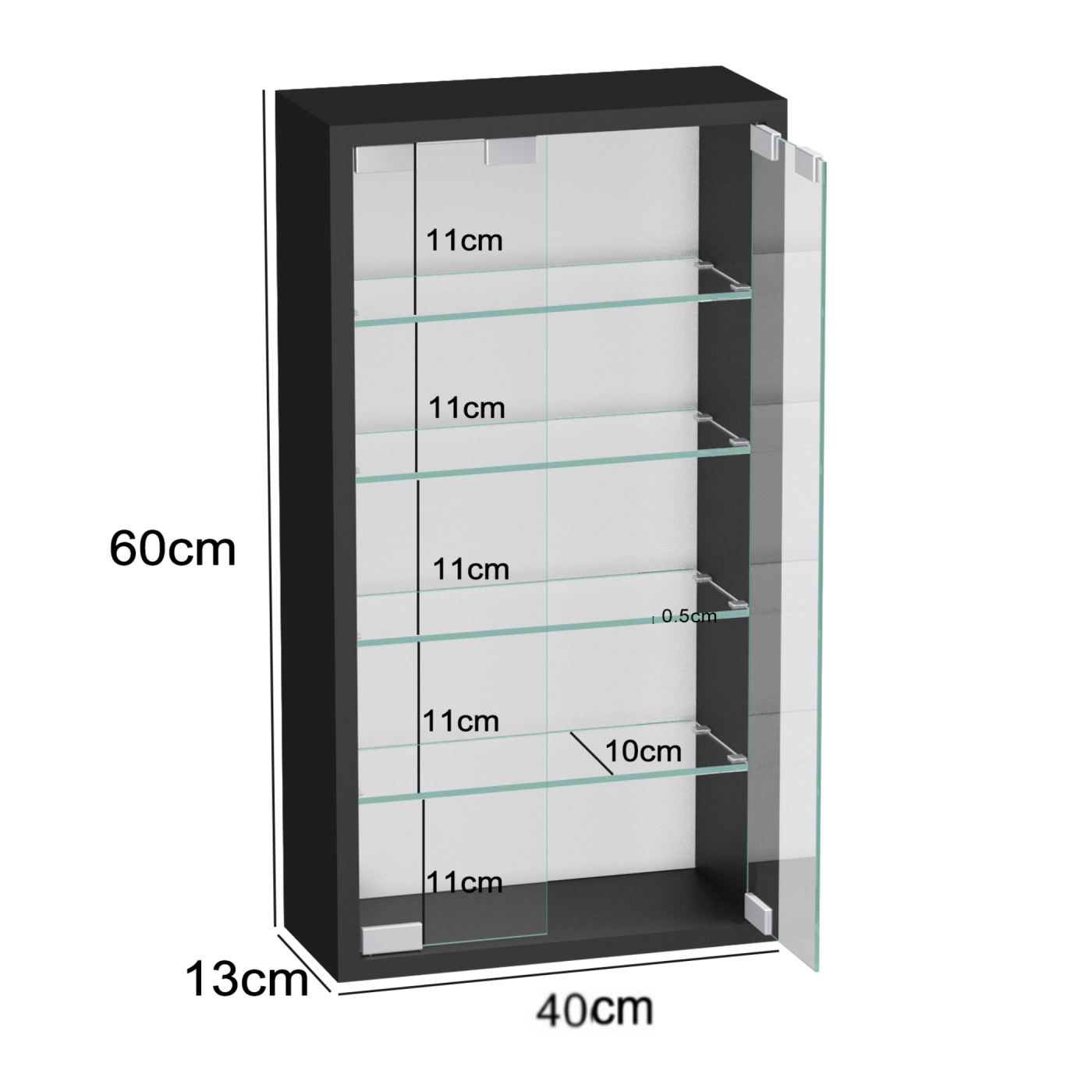 VDD – Vitrine avec verre – Vitrine avec éclairage LED – Petite vitrine – 40 x 12 x 60 cm – Noir - VDD World FR VDD – Vitrine avec verre – Vitrine avec éclairage LED – Petite vitrine – 40 x 12 x 60 cm – Noir - VDD World FR