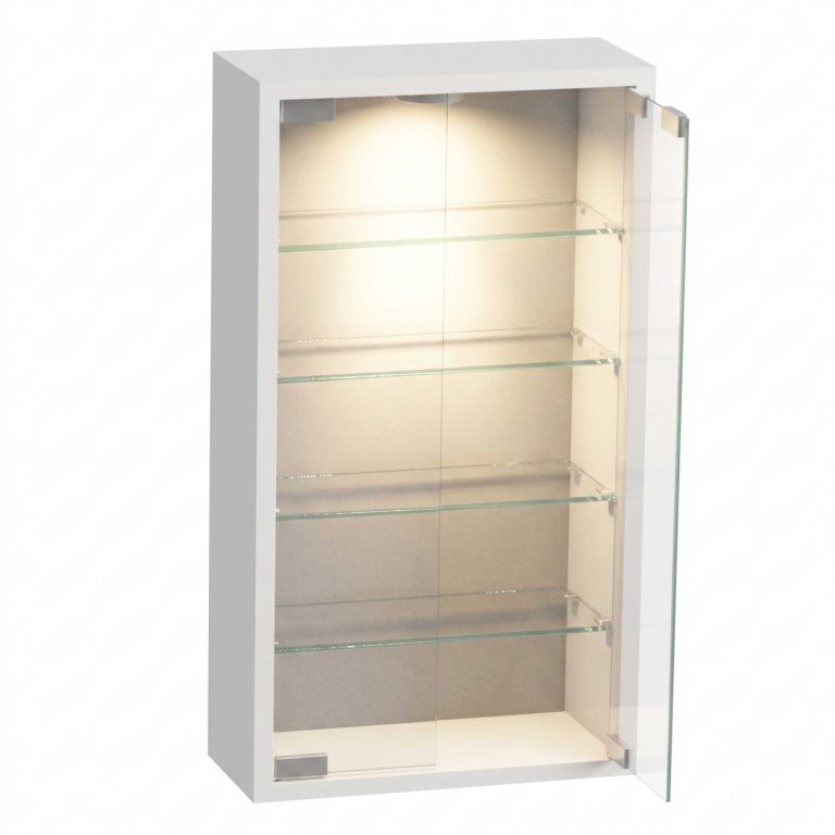 VDD – Vitrine avec verre – Vitrine avec éclairage LED – Petite vitrine – 40 x 12 x 60 cm – Blanc