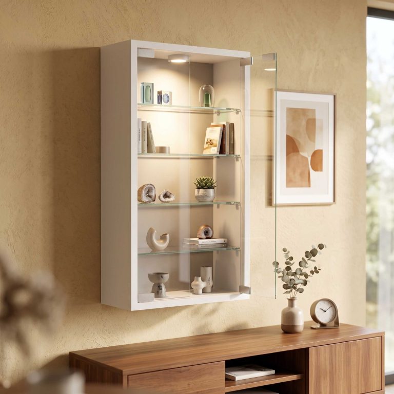 VDD – Vitrine avec verre – Vitrine avec éclairage LED – Petite vitrine – 40 x 12 x 60 cm – Blanc - image alternative