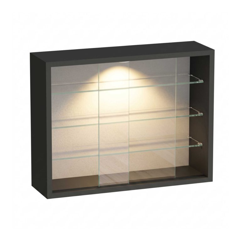 VDD – Vitrine avec verre – Vitrine avec éclairage LED – Petite vitrine – 50 x 12 x 40 cm – Noir