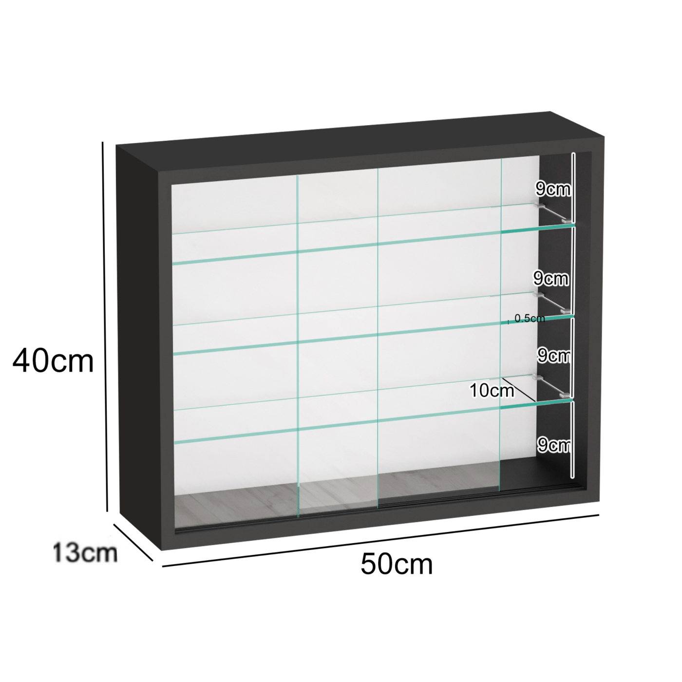 VDD – Vitrine avec verre – Vitrine avec éclairage LED – Petite vitrine – 50 x 12 x 40 cm – Noir - VDD World FR VDD – Vitrine avec verre – Vitrine avec éclairage LED – Petite vitrine – 50 x 12 x 40 cm – Noir - VDD World FR