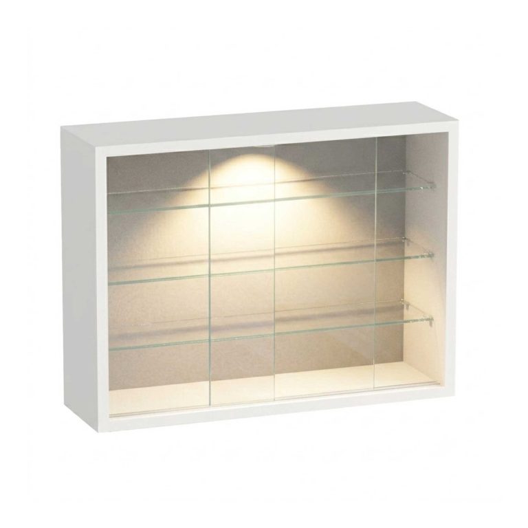 VDD – Vitrine avec verre – Vitrine avec éclairage LED – Petite vitrine – 50 x 12 x 40 cm – Blanc