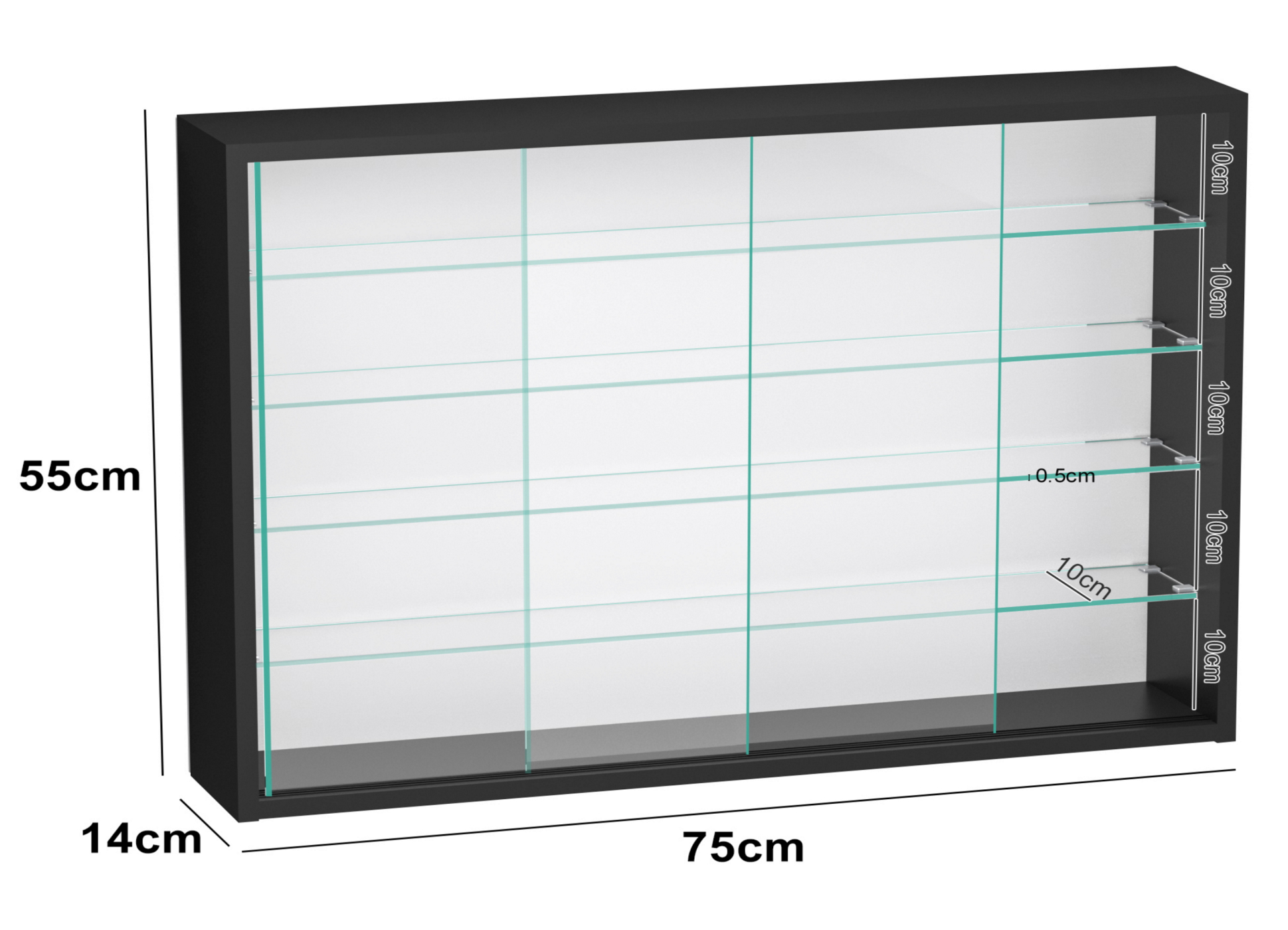 VDD – Vitrine avec verre – Vitrine avec éclairage LED – Petite vitrine – 75 x 14 x 55 cm – Noir - VDD World FR VDD – Vitrine avec verre – Vitrine avec éclairage LED – Petite vitrine – 75 x 14 x 55 cm – Noir - VDD World FR