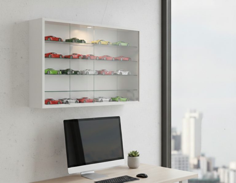 VDD – Vitrine avec verre – Vitrine avec éclairage LED – Petite vitrine – 75 x 14 x 55 cm – Blanc - image alternative