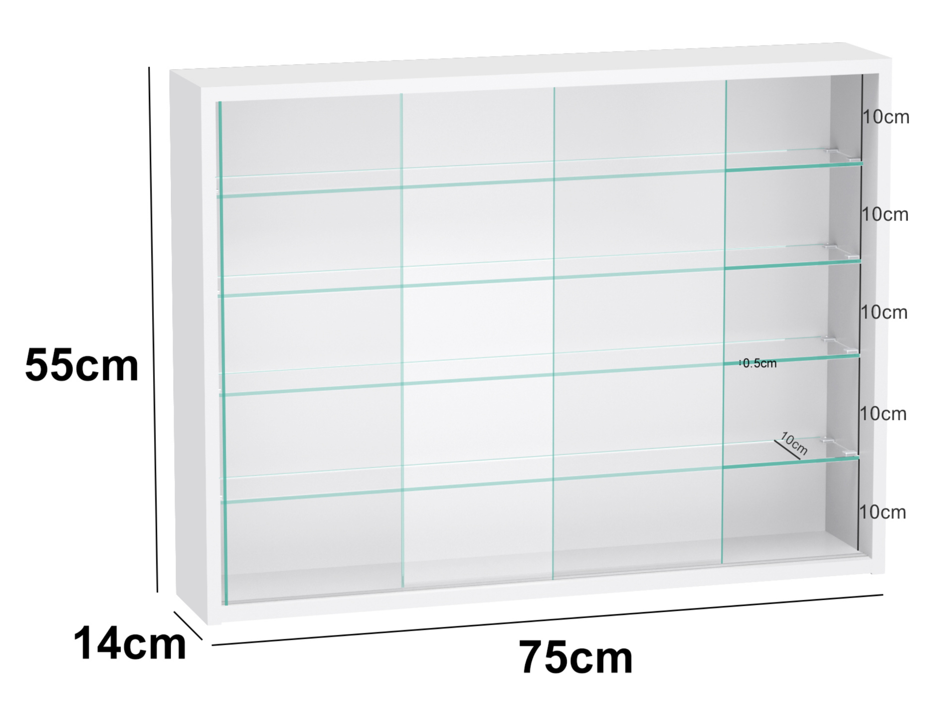 VDD – Vitrine avec verre – Vitrine avec éclairage LED – Petite vitrine – 75 x 14 x 55 cm – Blanc - VDD World FR VDD – Vitrine avec verre – Vitrine avec éclairage LED – Petite vitrine – 75 x 14 x 55 cm – Blanc - VDD World FR