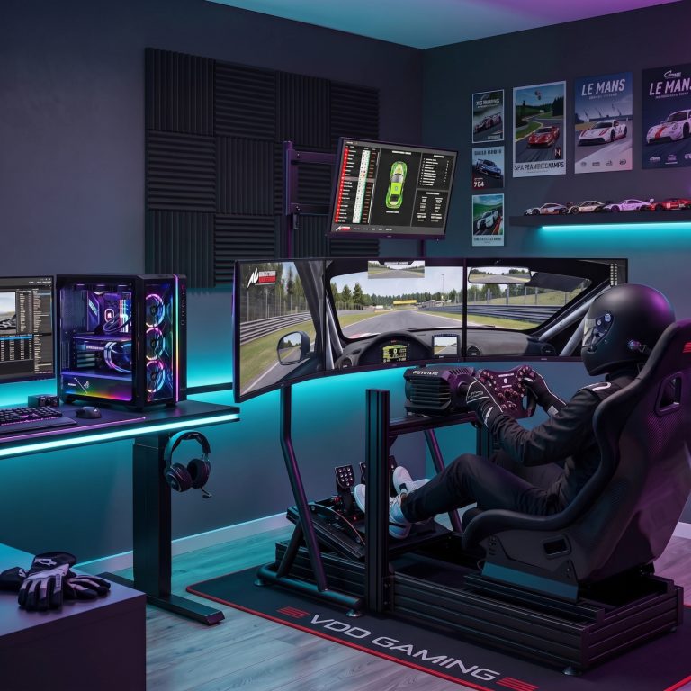 Support pour quatre écrans VDD Gaming pour simulateur de course - Noir - image alternative