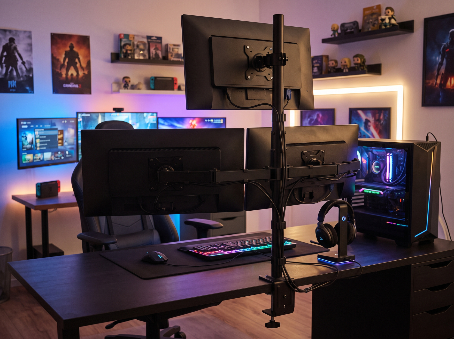 VDD Gaming - Support pour écrans - Compatible avec 3 écrans - Support pour écrans - noir - VDD World FR VDD Gaming - Support pour écrans - Compatible avec 3 écrans - Support pour écrans - noir - VDD World FR